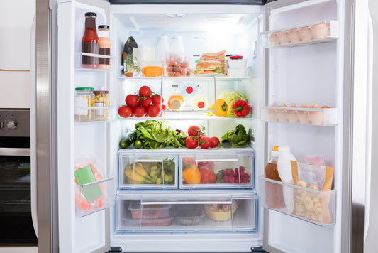 fruits and vegetables in refrigerator