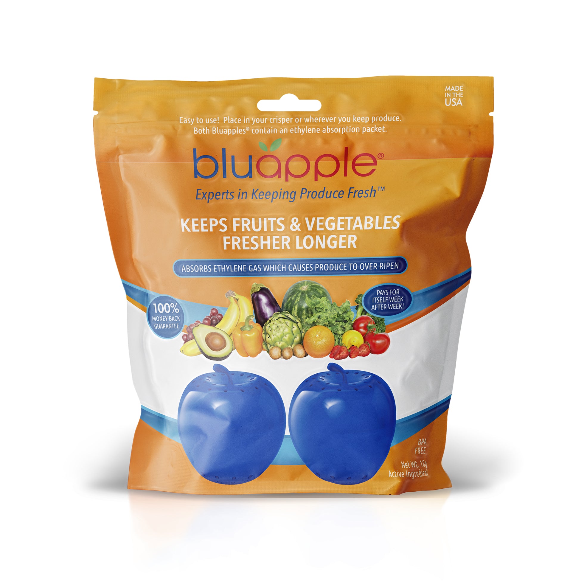 BluApple Ethylene Gas Absorber Combo - 2 Blue Apples & Refills