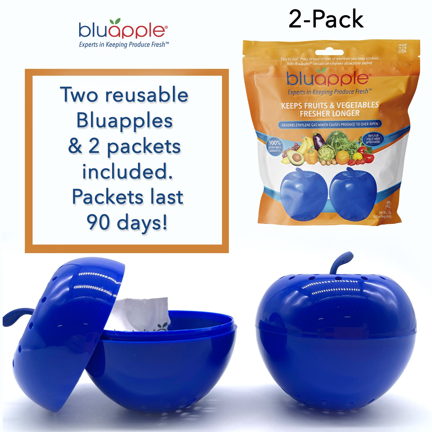  Bluapple Produce Saver Combo Pack - Keeps Fruits