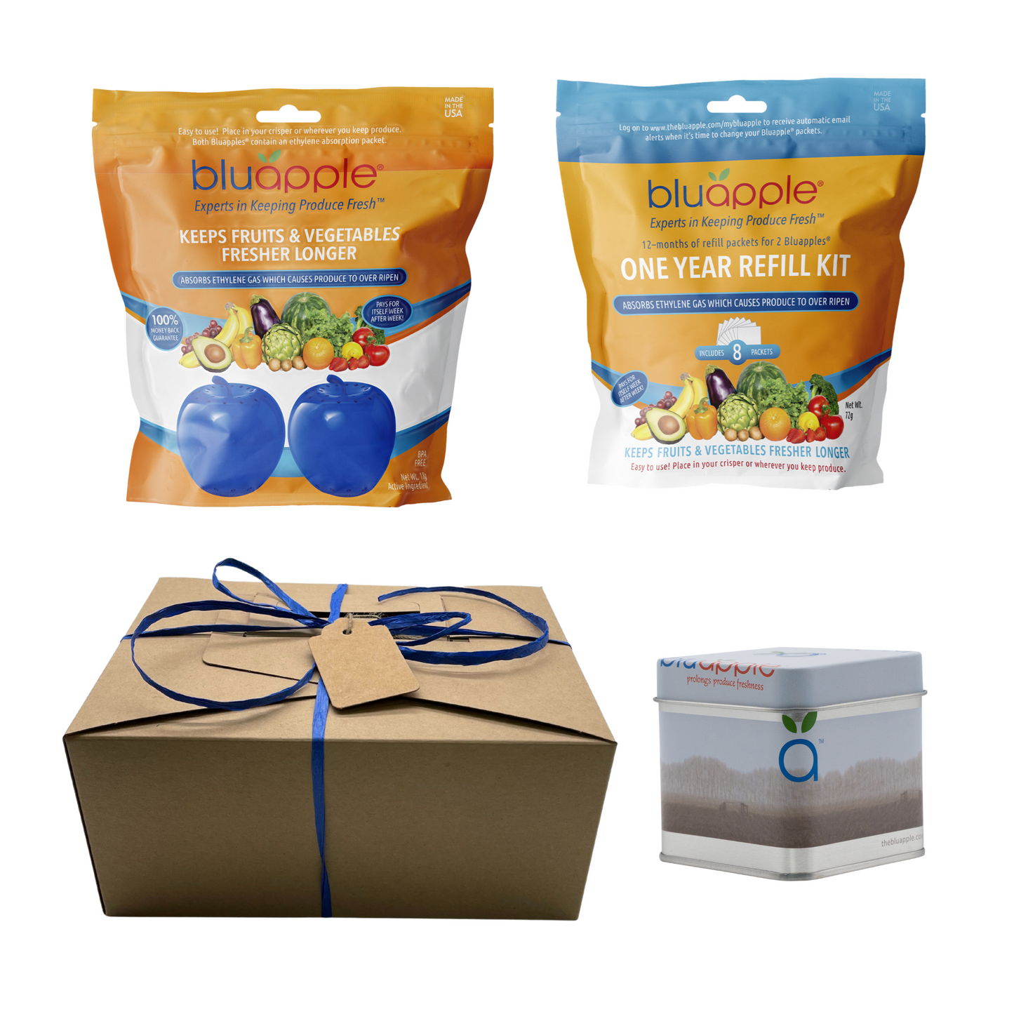 Bluapple® Classic Gift Kit with Two Bluapples®, a one-year Refill Kit, and Free Storage Tin