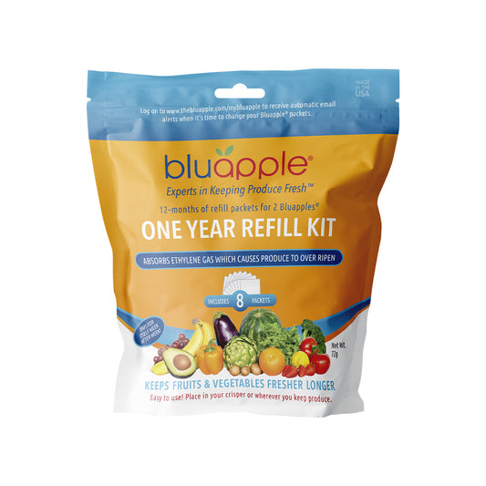 Bluapple One-Year Combo Pack w/Activated Carbon, Vegetable & Fruit Fresh Produce Saver, Ethylene GAS Absorber, Food Freshness Extender, Fresh Fruit